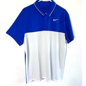 Blue White XL Mens Nike Golf Polo Standard Fit Dri Fit Button Collar